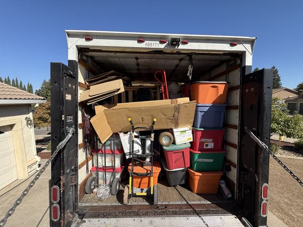 Loaded moving truck on site